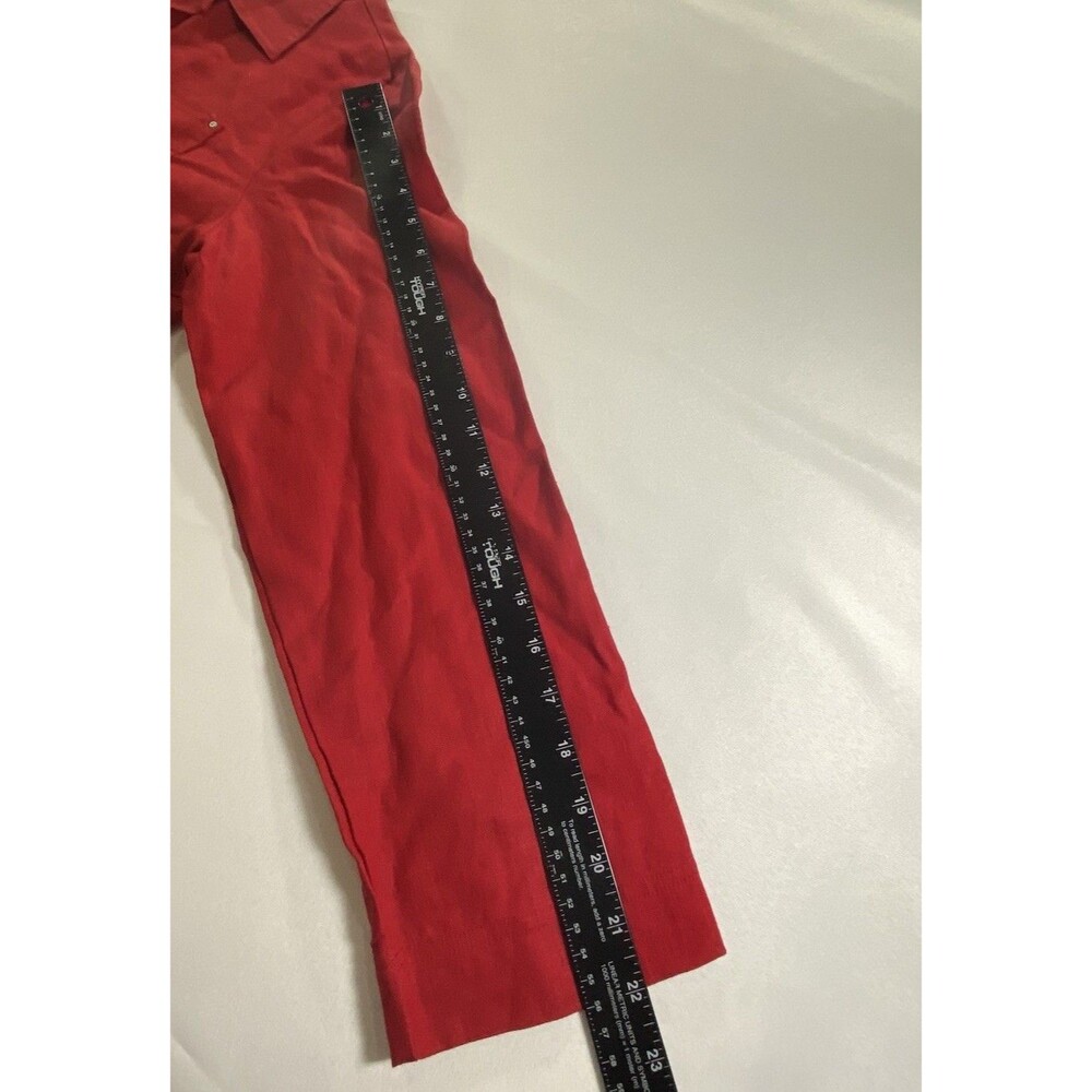 VTG Chadwicks Red Linen Jacket 12P Petite Studded Snap Front Pockets - Picture 10 of 10